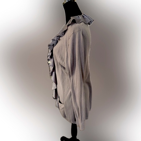 LOFT Ruffle Front Cardigan - Size Large - Picture 4 of 6